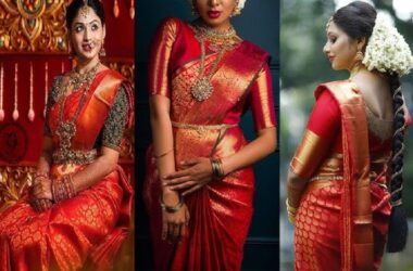 red bridal saree