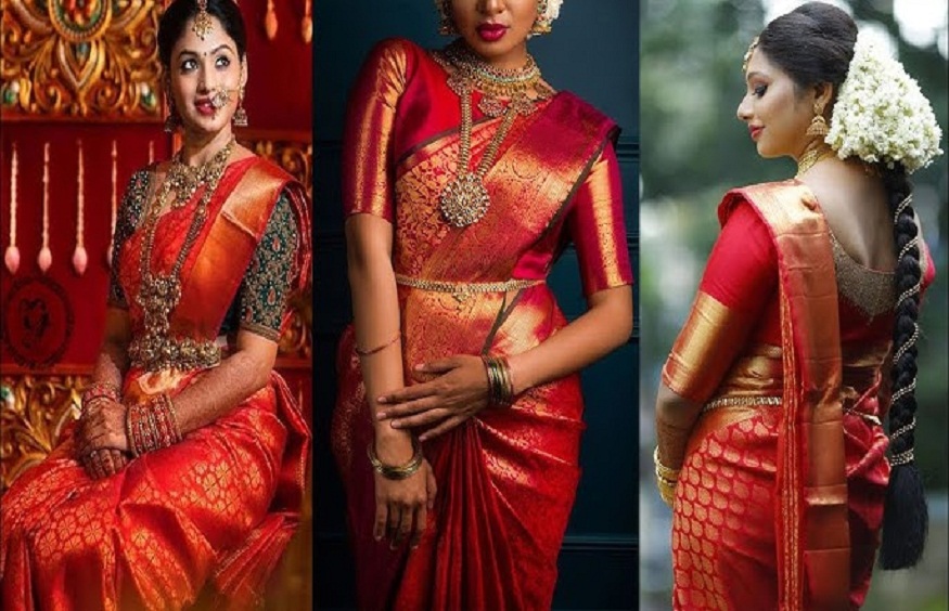 red bridal saree